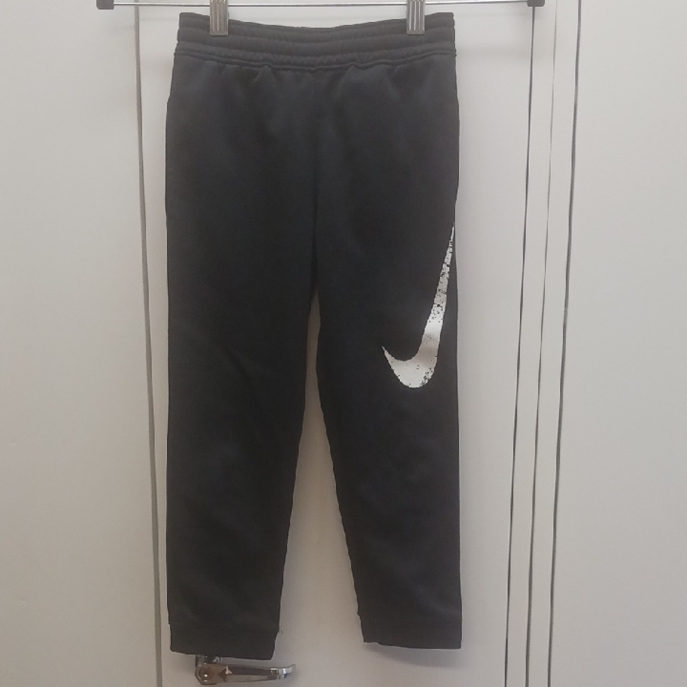 Nike Kids Black Joggers with White Swoosh